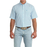 Blue Print short sleeve cinch button down shirt 