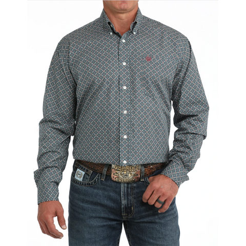 Blue Print long sleeve button down cinch, chest pocket 