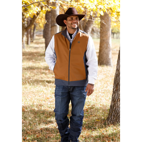 Brown zip up vest with two side pockets 