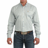 Cinch Men's Light Blue Striped Button-Down Long Sleeve- Front