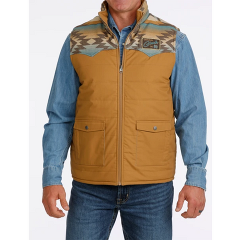 Canvas with muli colors at top with pockets at bottom, zip closure 