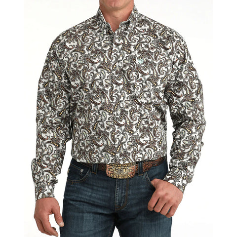 Paisley Long sleeve button down, chest pocket 