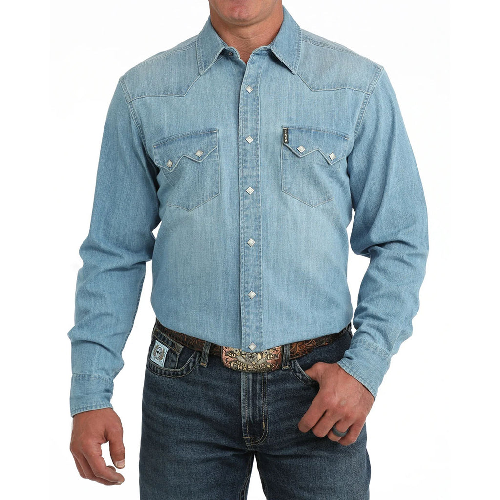 Cinch Men's Snap Up Denim Long Sleeve- Front