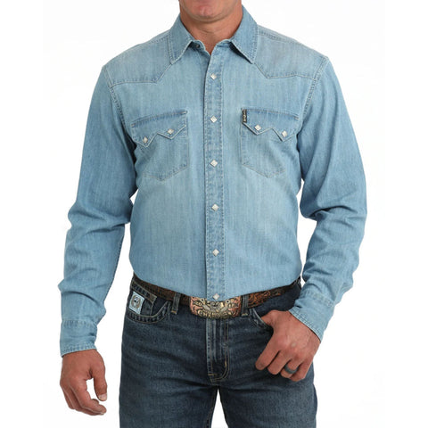 Cinch Men's Snap Up Denim Long Sleeve- Front