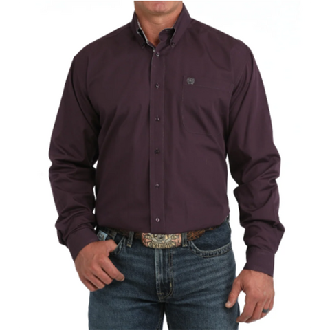 Long Sleeve button down purple shirt, left chest pocket 