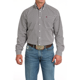 diamond print white and purple button down long sleeve 