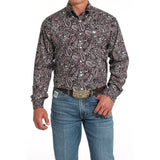 pink paisley pattern, button down 