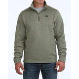 Front view of olive 1/4 olive sweater 