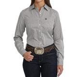 White shirt button down with tencel stripes 