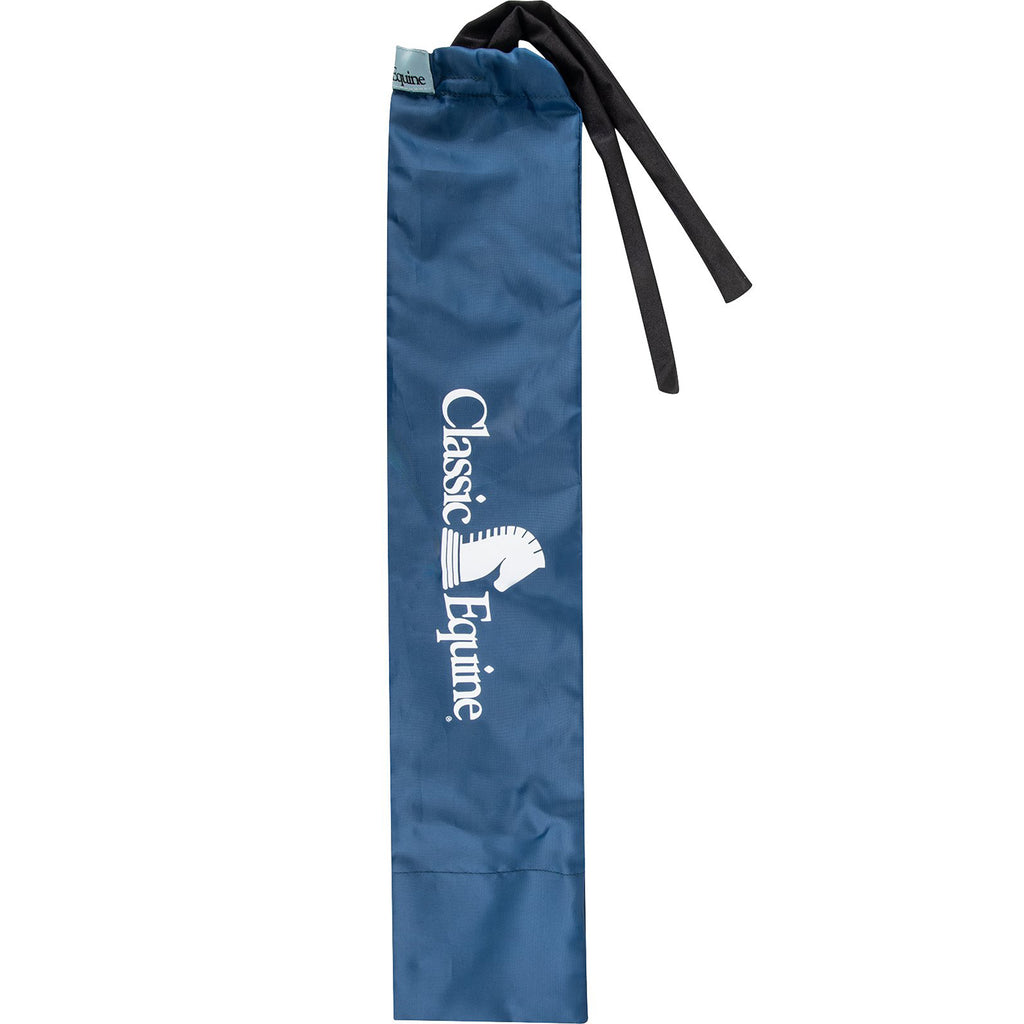 Dark blue slick tail bag with white classic equine logo.
