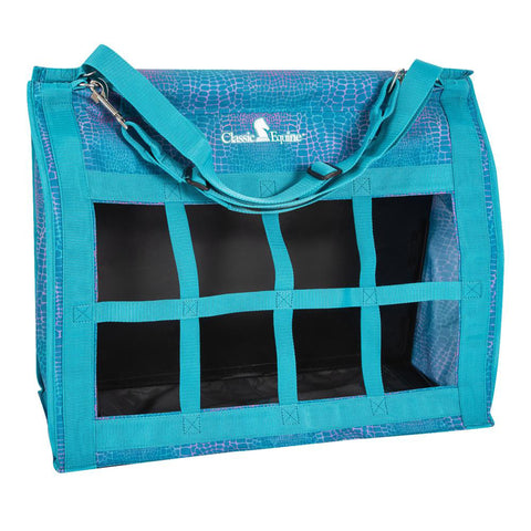 turquoise gator print hay bag