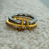 Glam Ring, Gold and Silver double Ring 