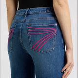 Pink Stitching on back pockets, dojo, 7 for all mankind 