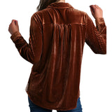 Women's Velvet Textured Button-Down Long Sleeve Shirt