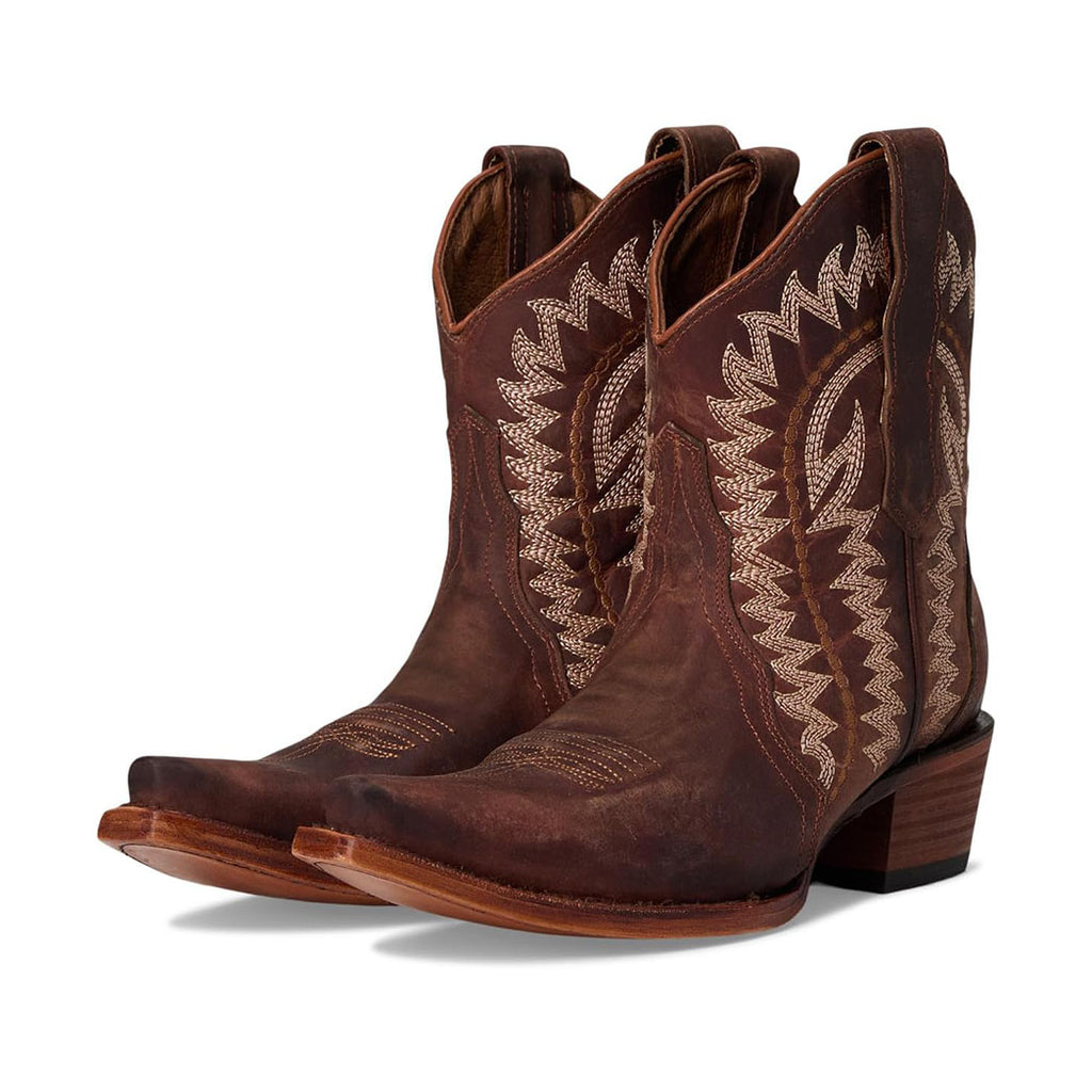 Brown booties with boot stitching pull on 