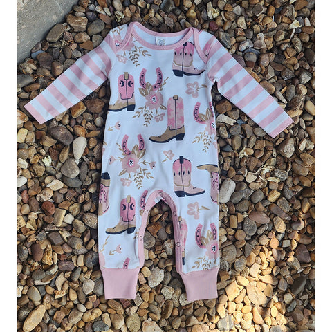 Girls Boot design Onesie, Snap Closure 