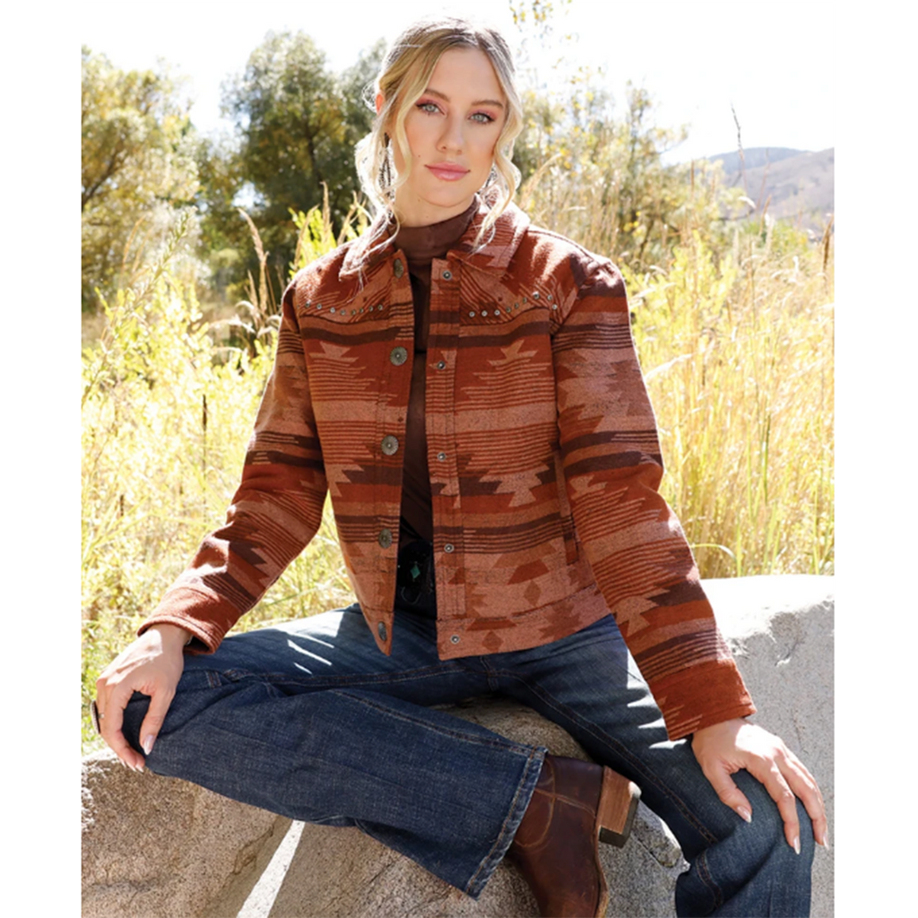 Jacquard Print Yoke studded jacket, cruel Denim 