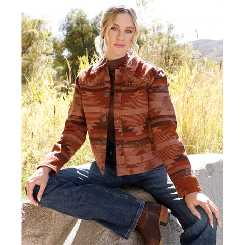Jacquard Print Yoke studded jacket, cruel Denim 