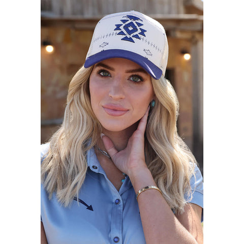 Cream with Navy Aztec Print, cruel girl , cap 