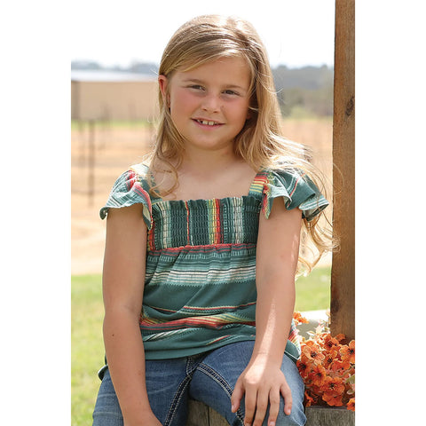 Tank Top Ruffled shoulder, green striped, cruel girl 