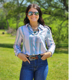 Front View Lilac Long Sleeve with Pearl Snaps 