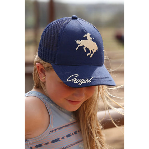Bucking horse design, Blue, adjustable  cap 