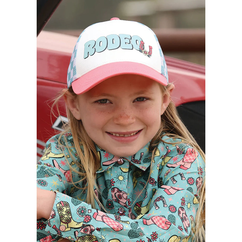 Rodeo saying with horse shoe, Youth Cruel Girl Cap 
