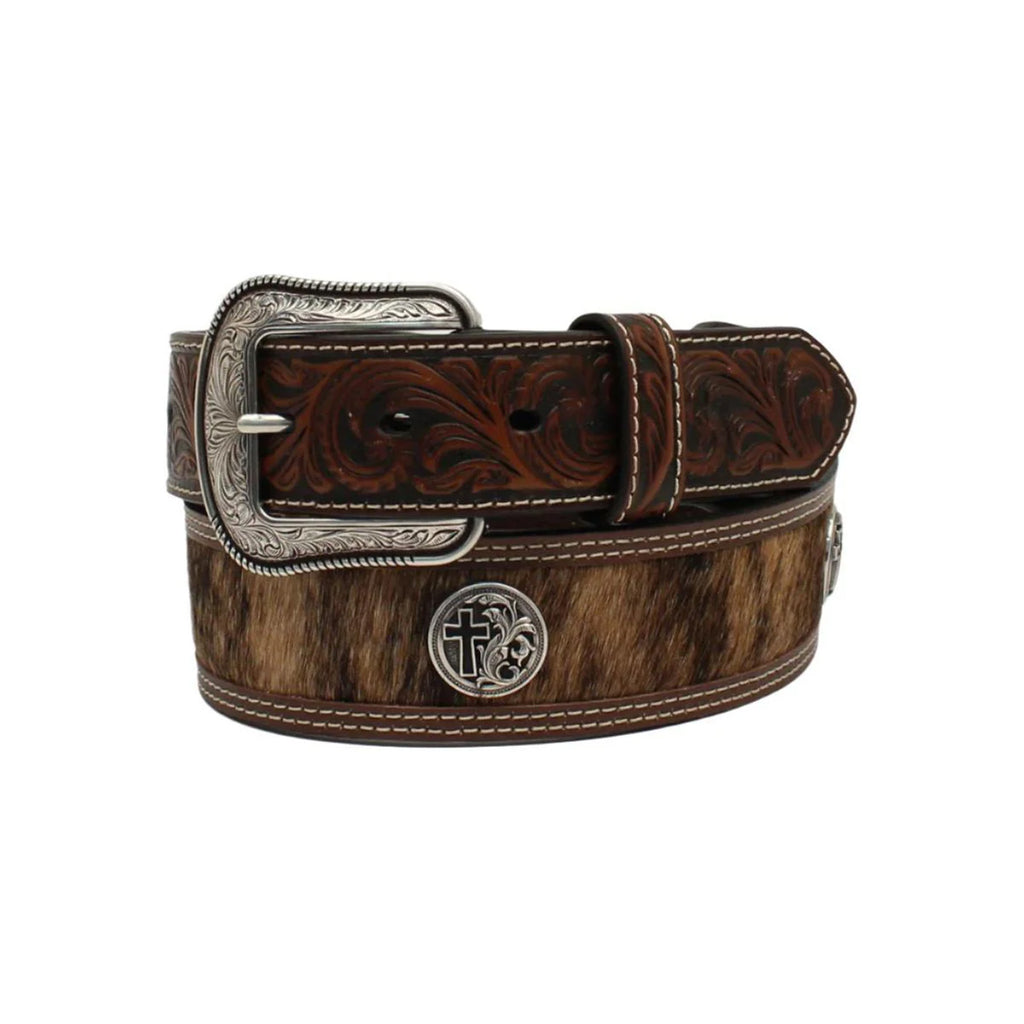 3D Belts Brown Men’s Genuine Leather Brown Strap belt with Calf Hair
