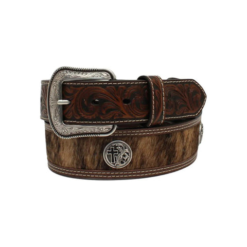 3D Belts Brown Men’s Genuine Leather Brown Strap belt with Calf Hair