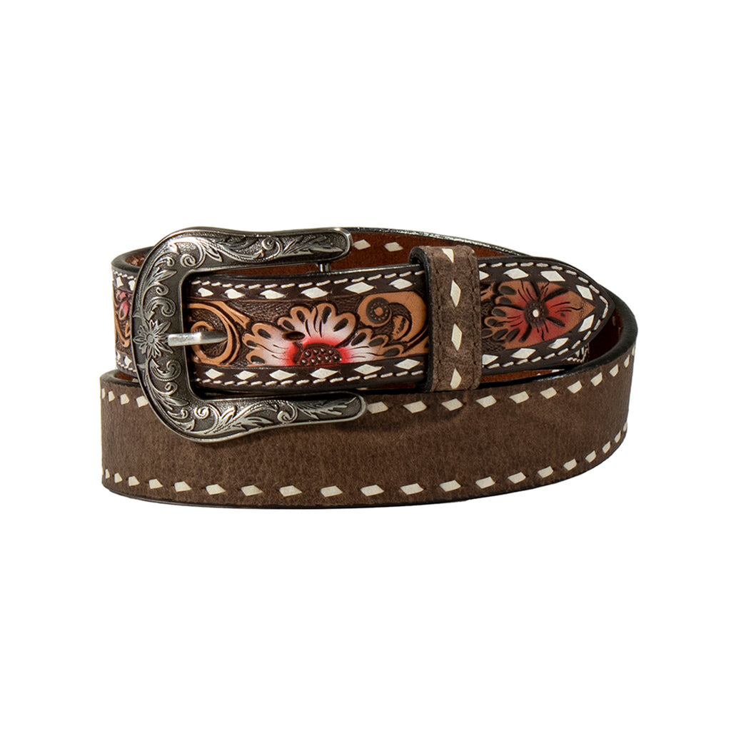 Angel Ranch Ladies Printed Floral Belt - Brown
