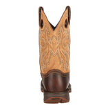 Back View of Durango Men's Rebel Tan & Brown Square Toe Boots