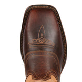 Toe View of Durango Men's Rebel Tan & Brown Square Toe Boots