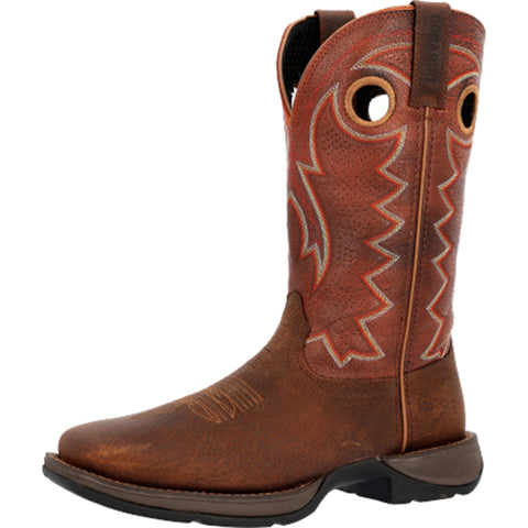 Brown and Orange Ventilated Square Toe Boot