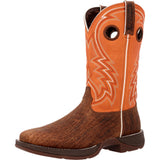 Cedar Bark and Monarch Orange Square Toe Boot