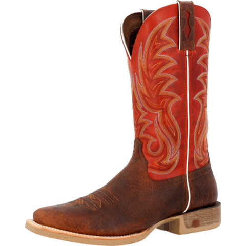 Brown and Orange Square Toe Boot