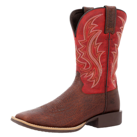 Mahogany Square Toe Boot with a Red Shaft 
