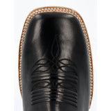 Black Onyx Square Toe Boot with Blue Stitching- Toe View