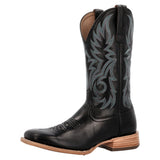 Black Onyx Square Toe Boot with Blue Stitching