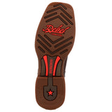 Brown and Red Ultra Weight Square toe boot- Bottom View