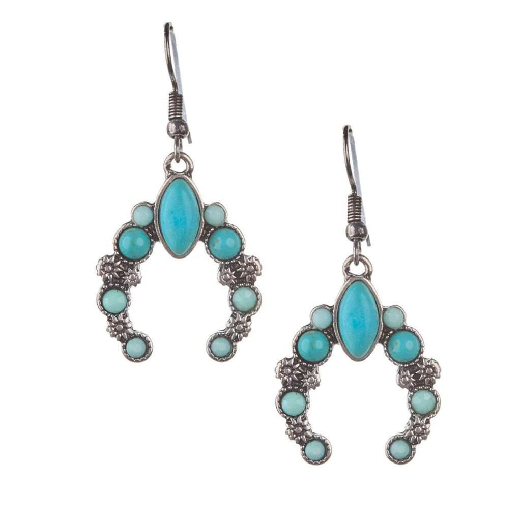 Silver Strike Turquoise Gem Horseshoe Earrings