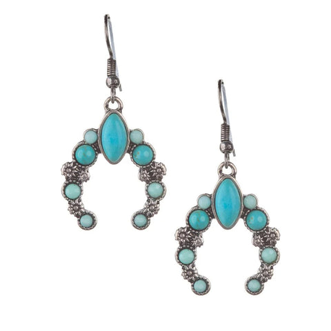Silver Strike Turquoise Gem Horseshoe Earrings