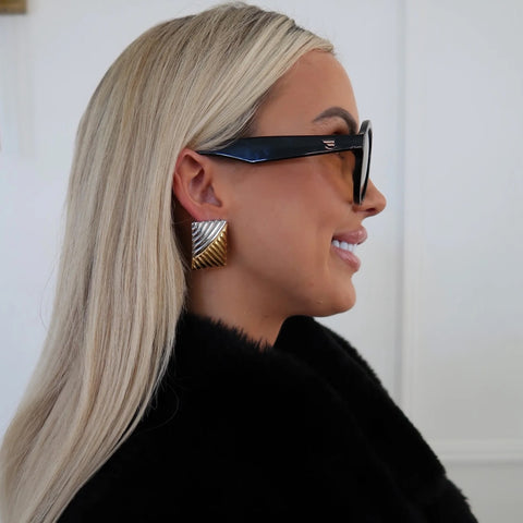 Close up view of the Silver & Gold Victoria Earrings 