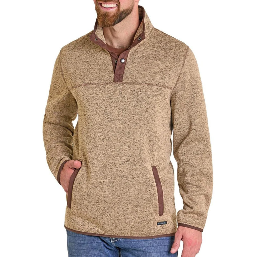 Tan Melange Knit Henley Pullover by Panhandle Slim