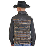 Powder River Men's Muli-Media Aztec Vest in Dark Brown back view