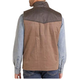 Panhandle Slim Men's Chocolate Oil Skin Stockman Vest Back View
