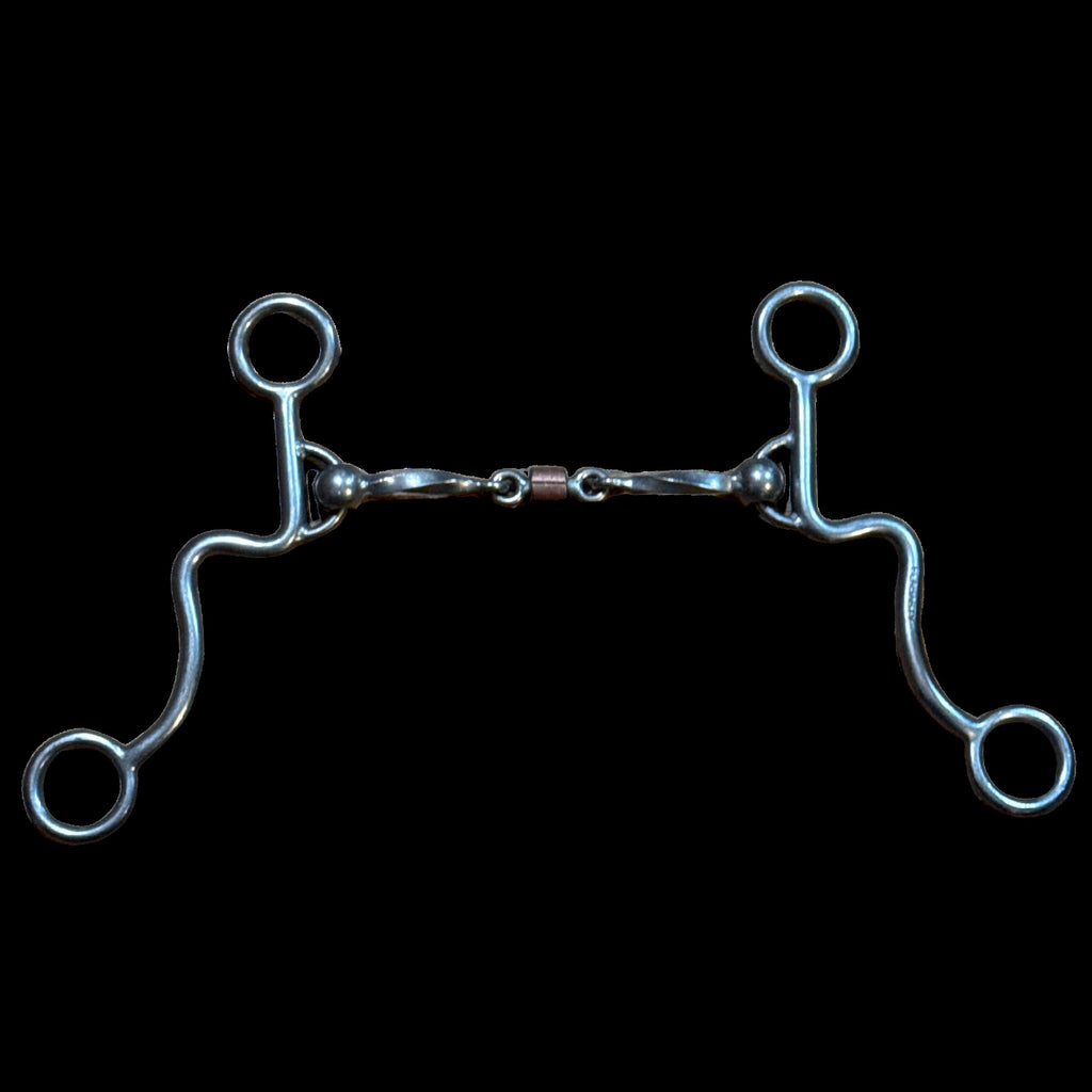 Dolly shank with square twist dogbone mouthpiece on black background.