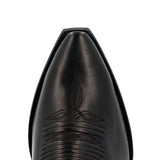 Women's polished 13" solid black western boot showing the toe design of the boot