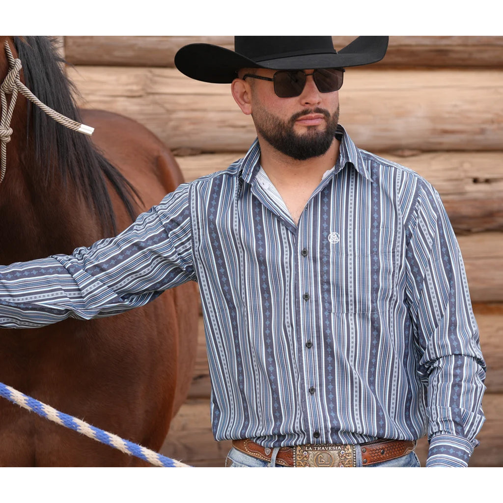 The Wyatt Blue Striped Button Up