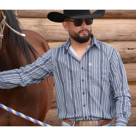 The Wyatt Blue Striped Button Up