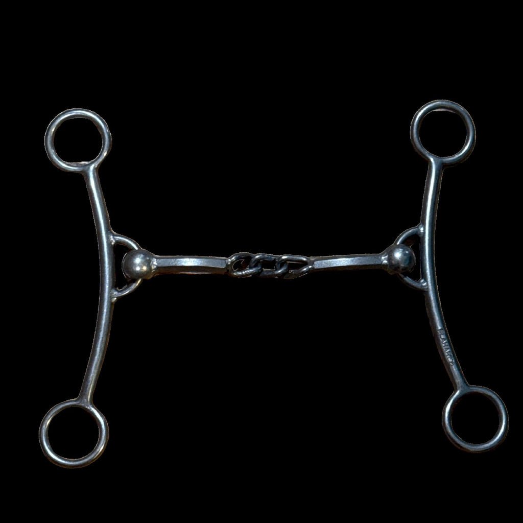 Duke shank with center chain hexagon mouthpiece on black background.